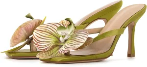 Onlymaker Orchid Heels for Women Square Toe Low Block Heel Sandals