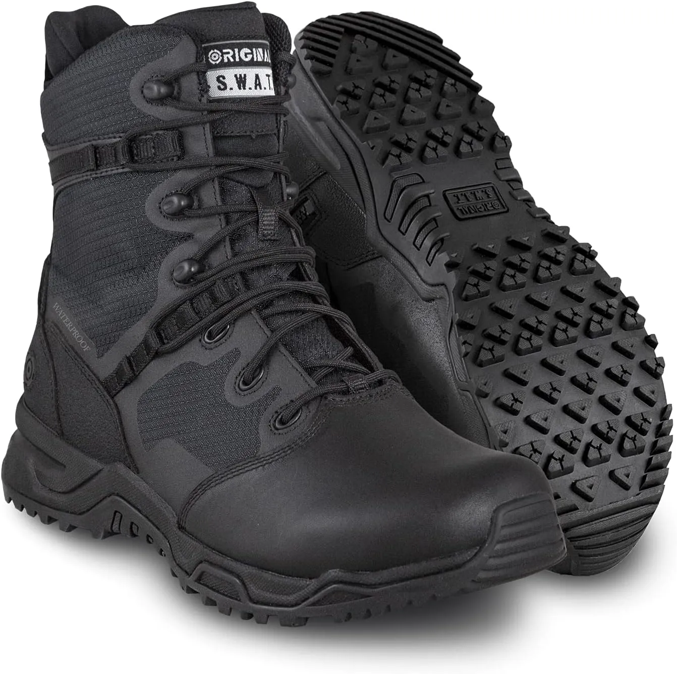 Original S.W.A.T. Alpha Fury 8" Side Zip Leather Toe Waterproof