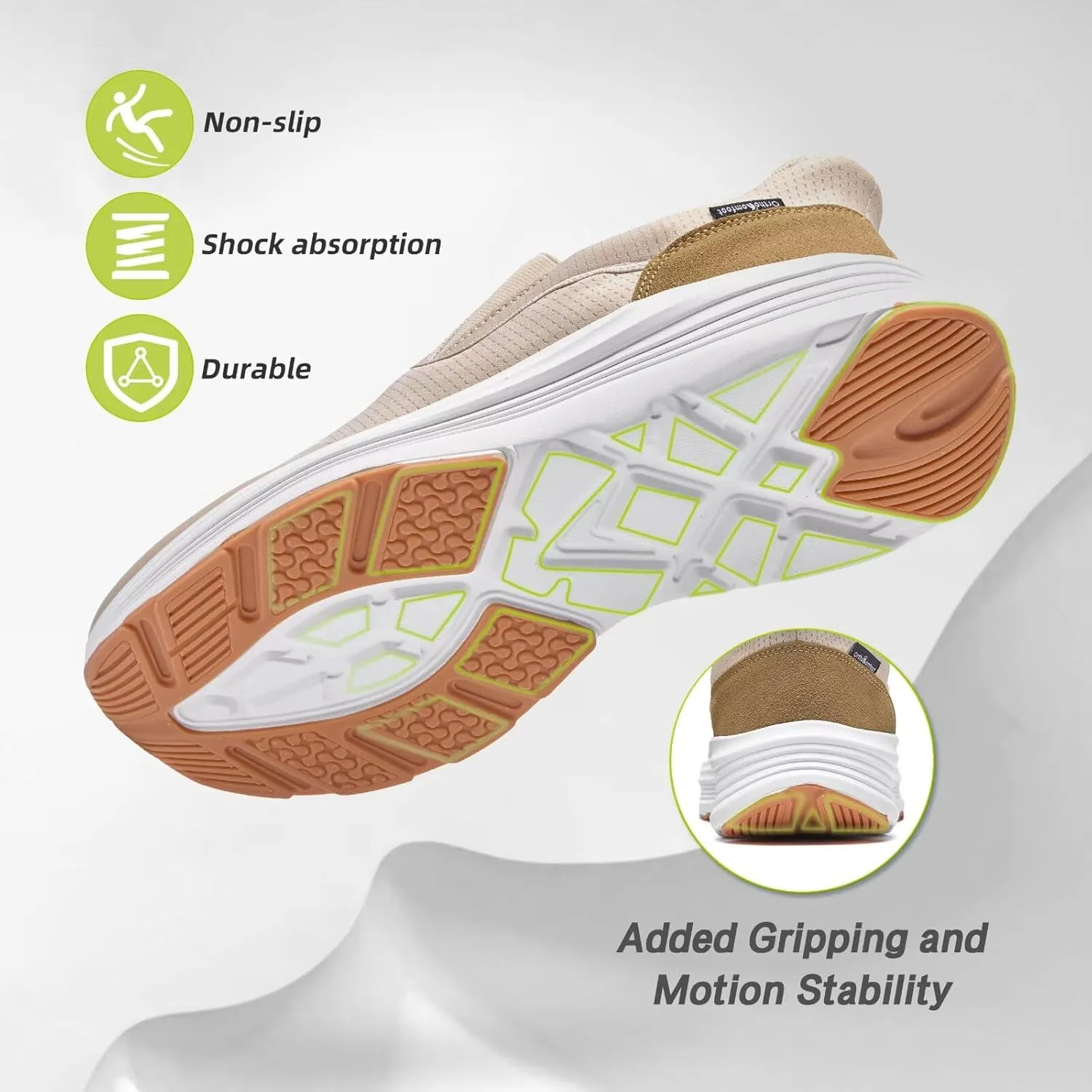 OrthoComfoot Men's Orthopedic Slip On Loafers: Comfortable Casual Arch Support Plantar Fasciitis Walking Shoes, Standing Work Orthotic Thick Sole Shoes for Foot and Heel Pain Relief
