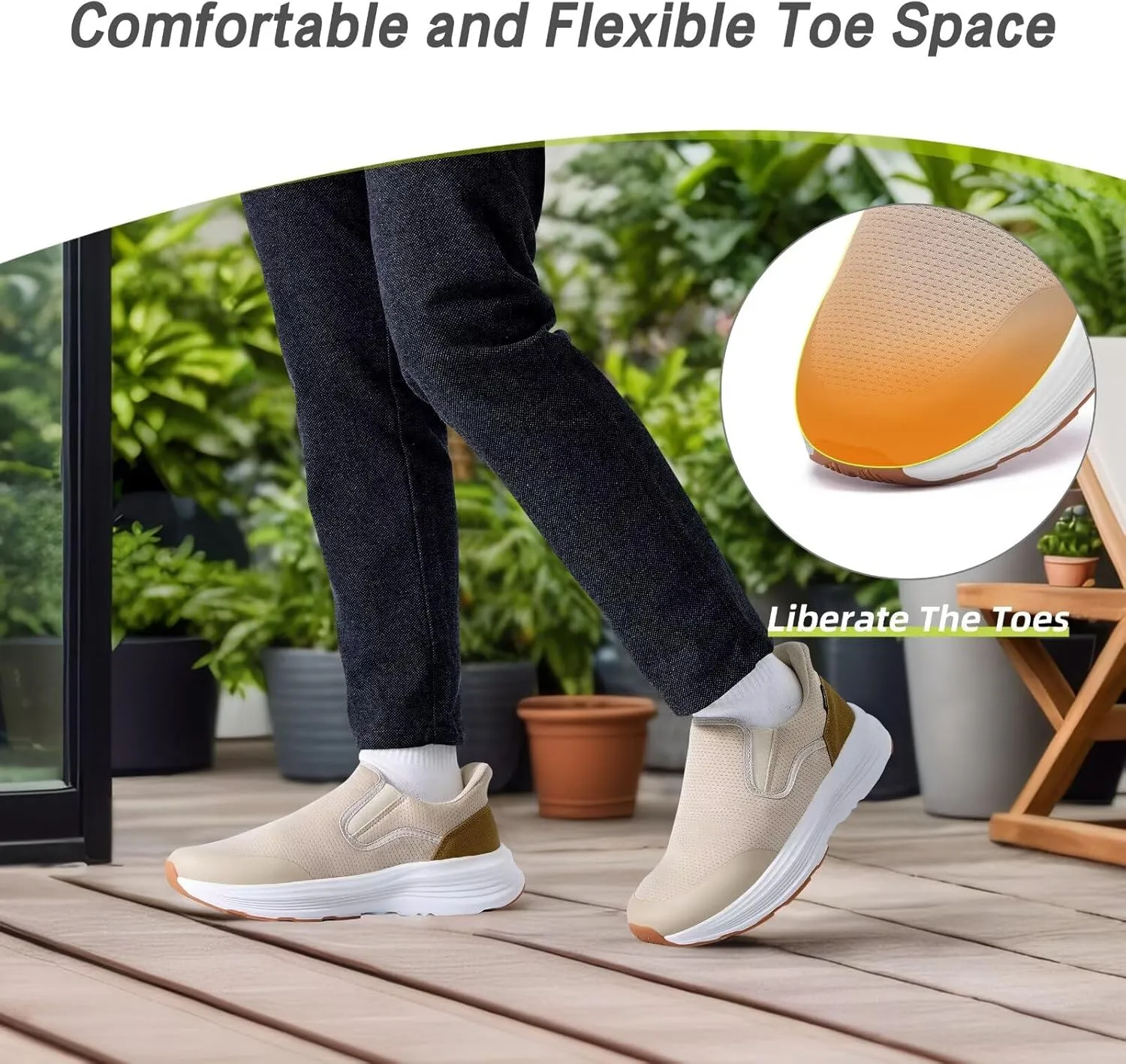 OrthoComfoot Men's Orthopedic Slip On Loafers: Comfortable Casual Arch Support Plantar Fasciitis Walking Shoes, Standing Work Orthotic Thick Sole Shoes for Foot and Heel Pain Relief