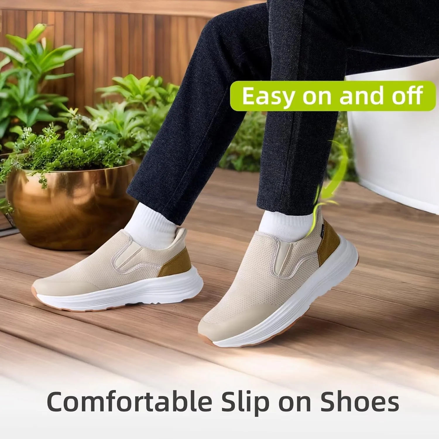 OrthoComfoot Men's Orthopedic Slip On Loafers: Comfortable Casual Arch Support Plantar Fasciitis Walking Shoes, Standing Work Orthotic Thick Sole Shoes for Foot and Heel Pain Relief