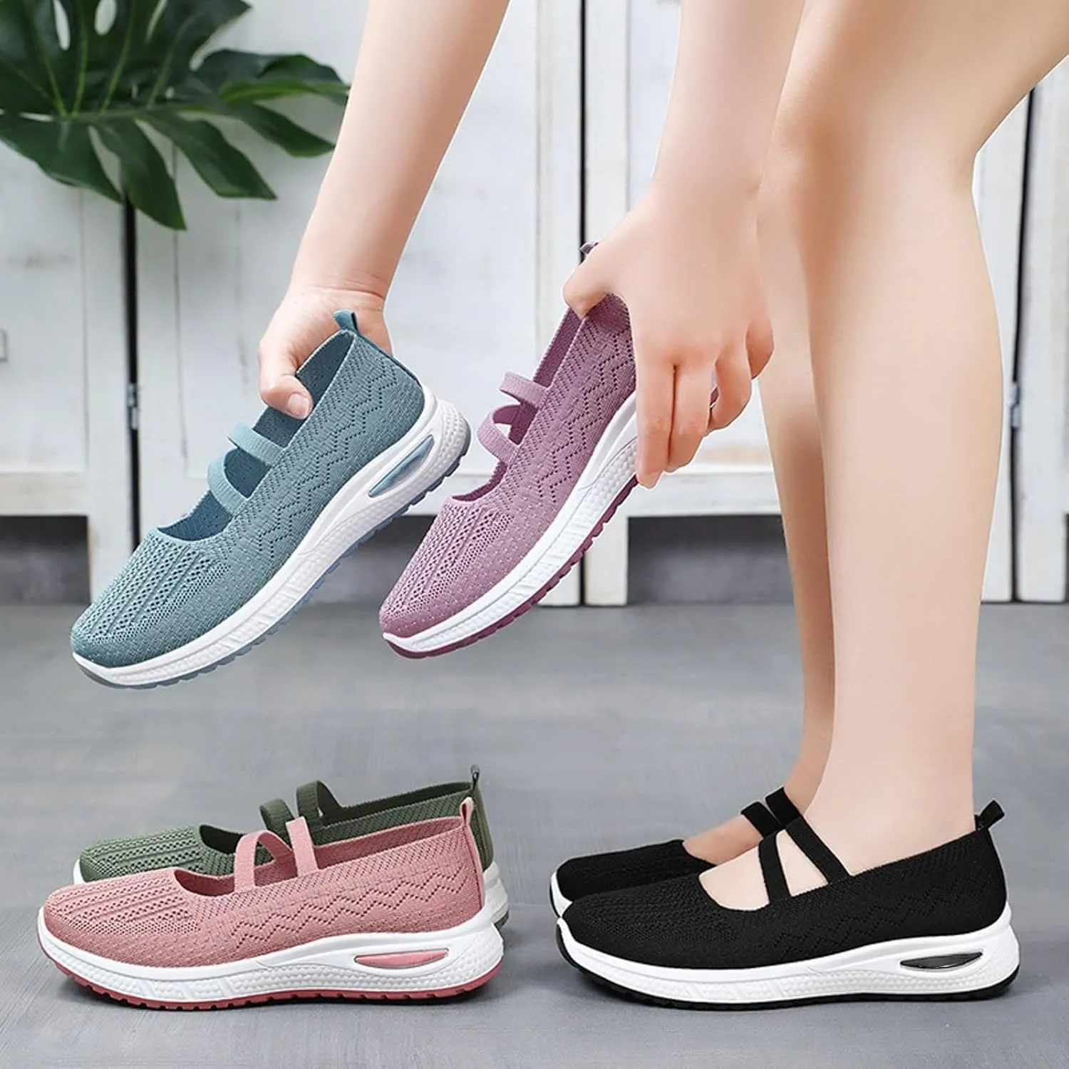 Orthopedic Shoes for Women Slip on Sneakers Shoes Woven Arch Support Breathable Soft Sole Diabetic Walking Shoes Comfort Non Slip Work Sneakers