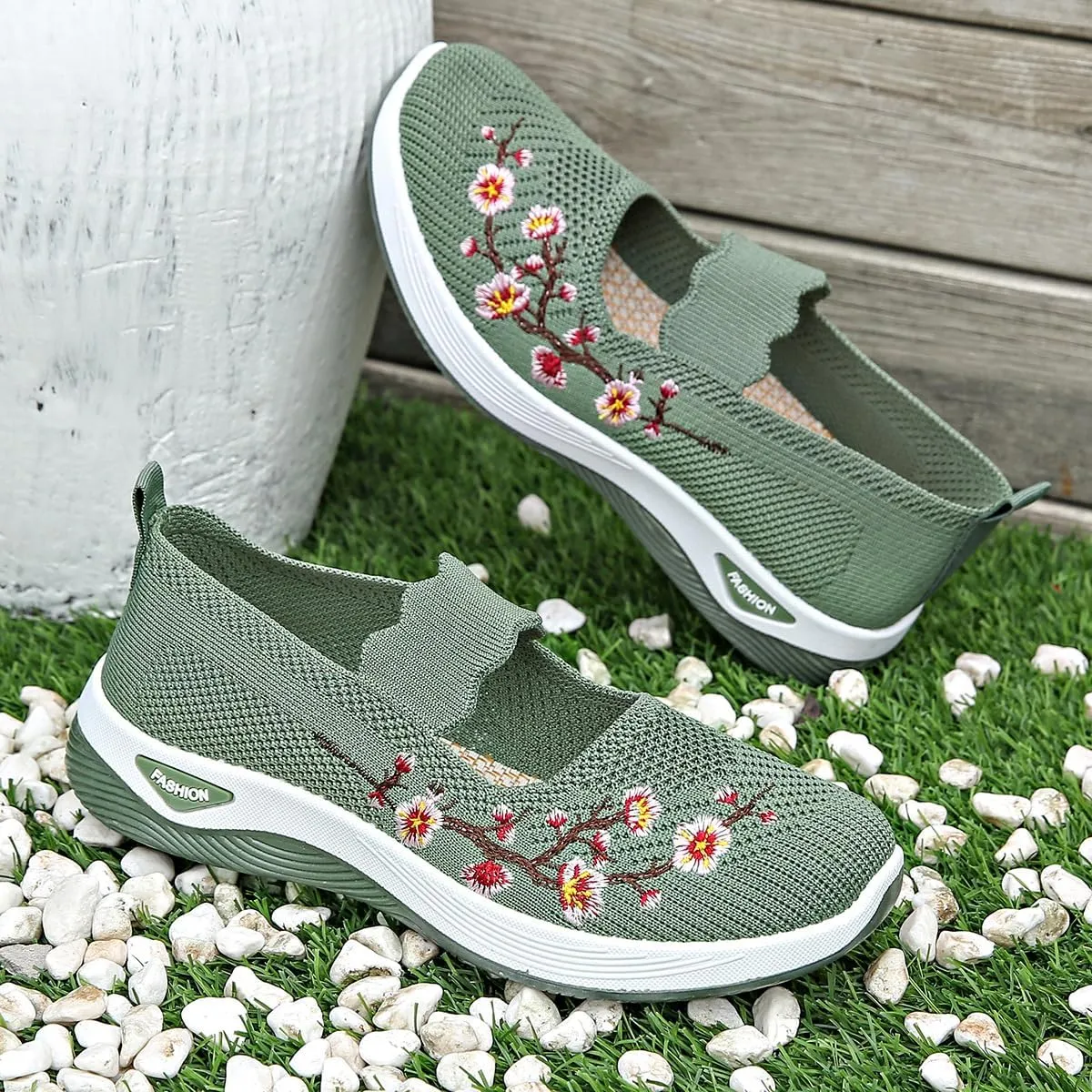 Orthopedic Shoes for Women,Women's Embroidered Flower Shoeses,Women's Woven Orthopedic Breathable Soft Shoes Arch Support,Nurse Shoeses Casual Walking Sneakers