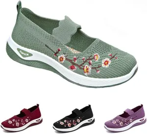 Orthopedic Shoes for Women,Women's Embroidered Flower Shoeses,Women's Woven Orthopedic Breathable Soft Shoes Arch Support,Nurse Shoeses Casual Walking Sneakers