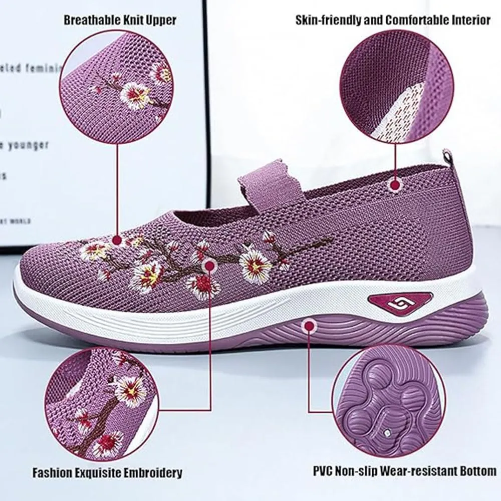 Orthopedic Shoes for Women,Women's Embroidered Flower Shoeses,Women's Woven Orthopedic Breathable Soft Shoes Arch Support,Nurse Shoeses Casual Walking Sneakers