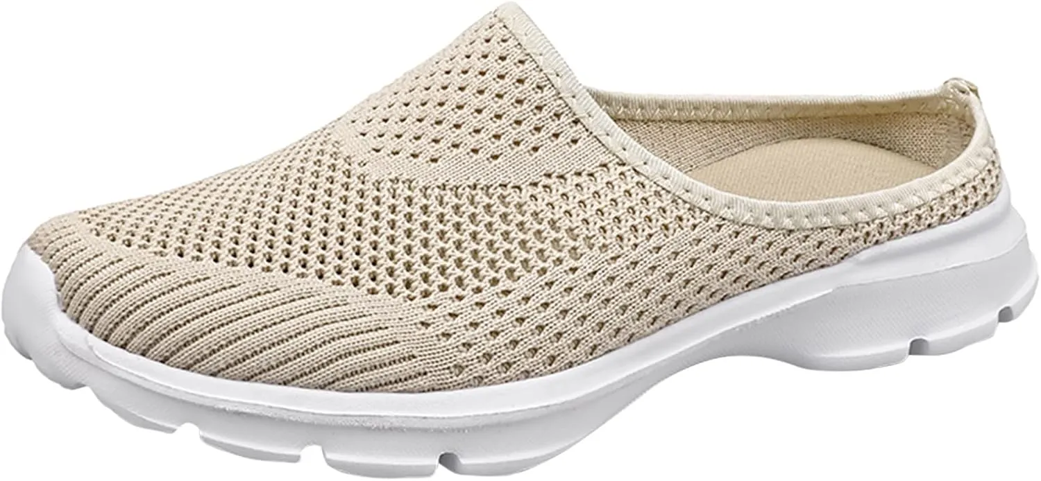 Orthopedic Slip On Shoes for Women Knitted Mesh Casual Mules Lightweight Breathable Sneakers Loafer Slingback Walking Shoes