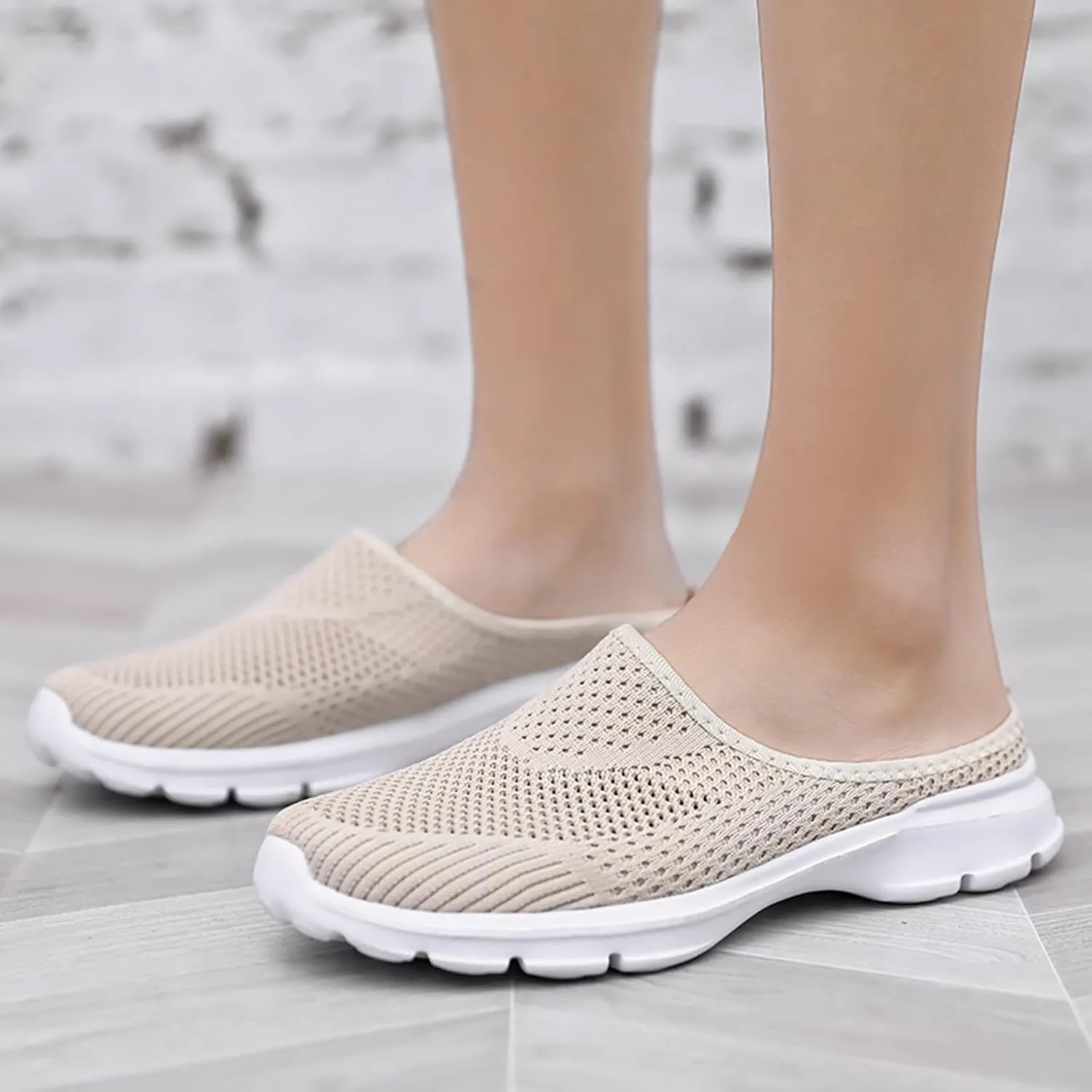 Orthopedic Slip On Shoes for Women Knitted Mesh Casual Mules Lightweight Breathable Sneakers Loafer Slingback Walking Shoes