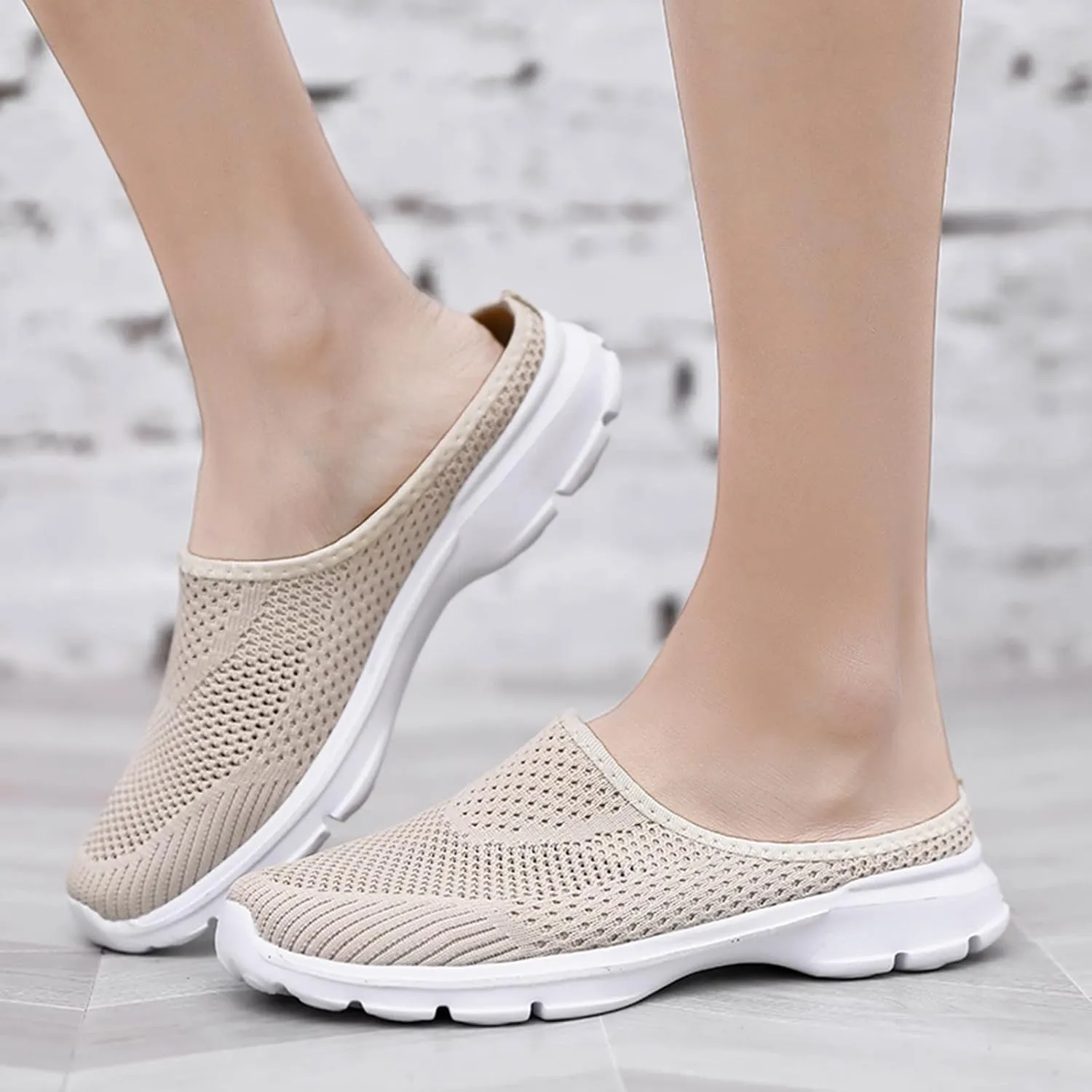 Orthopedic Slip On Shoes for Women Knitted Mesh Casual Mules Lightweight Breathable Sneakers Loafer Slingback Walking Shoes
