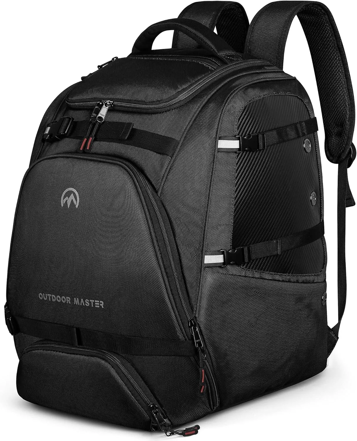 OutdoorMaster Ski Boot Bag, 50L Waterproof Snowboard Bag for Air Travel, Travel Boot Backpack for Ski Helmet, Goggles-Black