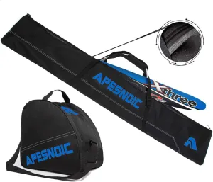 Padded Two-Piece Ski and Boot Bag Combo - Water-Resistant Travel Bag Fits Skis Up to 200 cm & Boots Size 13 With 5mm Foam Gear Bag