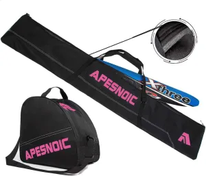 Padded Two-Piece Ski and Boot Bag Combo - Water-Resistant Travel Bag Fits Skis Up to 200 cm & Boots Size 13 With 5mm Foam Gear Bag