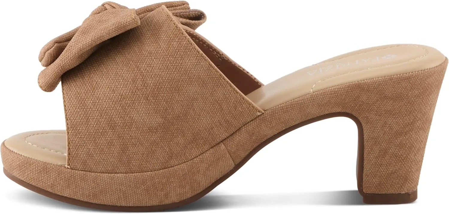 PATRIZIA Women's NORMAJEAN Slide Sandals - Denim-Inspired Design, Oversized Bow, Cushioned Footbed, 3" Heel