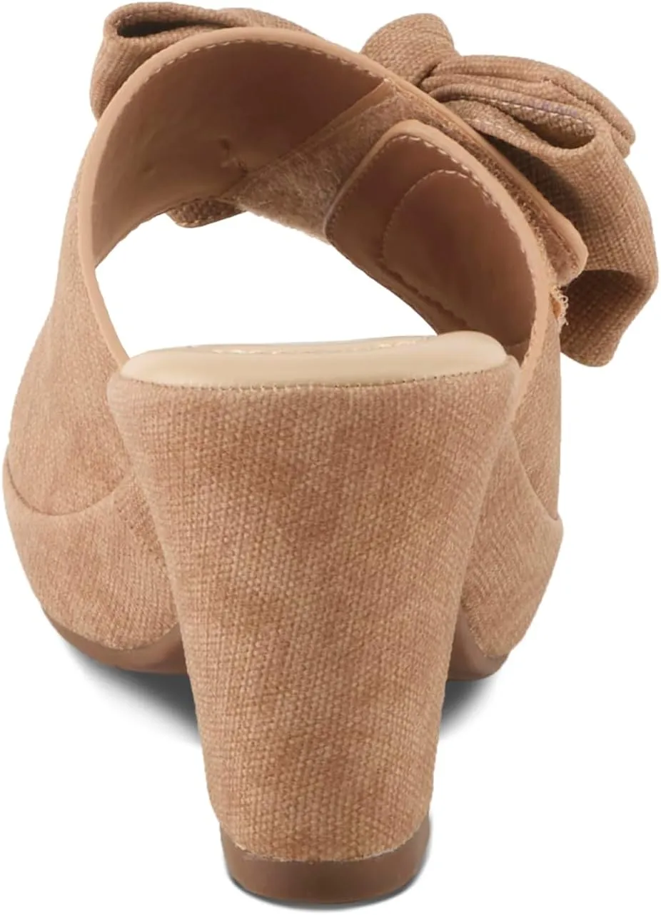 PATRIZIA Women's NORMAJEAN Slide Sandals - Denim-Inspired Design, Oversized Bow, Cushioned Footbed, 3" Heel