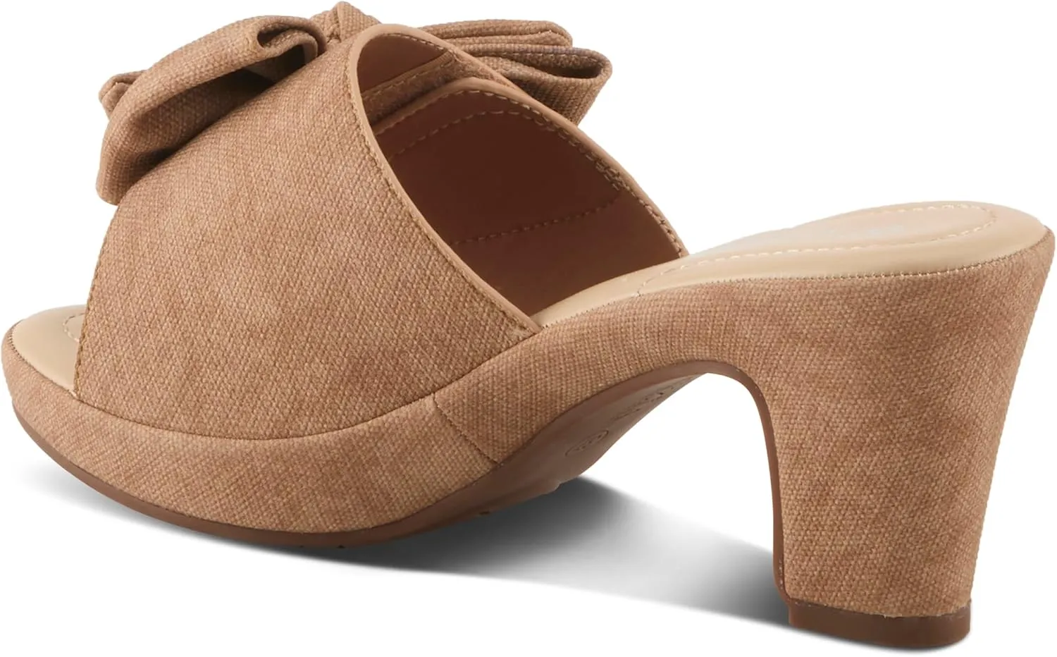 PATRIZIA Women's NORMAJEAN Slide Sandals - Denim-Inspired Design, Oversized Bow, Cushioned Footbed, 3" Heel