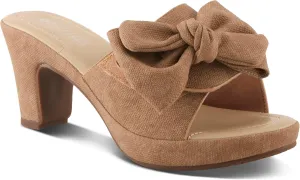 PATRIZIA Women's NORMAJEAN Slide Sandals - Denim-Inspired Design, Oversized Bow, Cushioned Footbed, 3" Heel