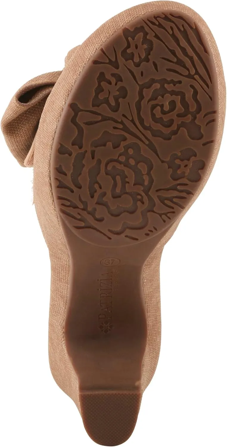 PATRIZIA Women's NORMAJEAN Slide Sandals - Denim-Inspired Design, Oversized Bow, Cushioned Footbed, 3" Heel