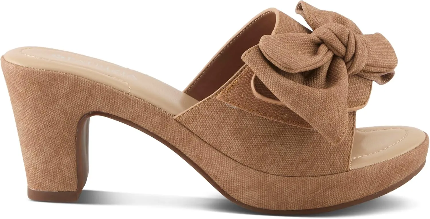 PATRIZIA Women's NORMAJEAN Slide Sandals - Denim-Inspired Design, Oversized Bow, Cushioned Footbed, 3" Heel