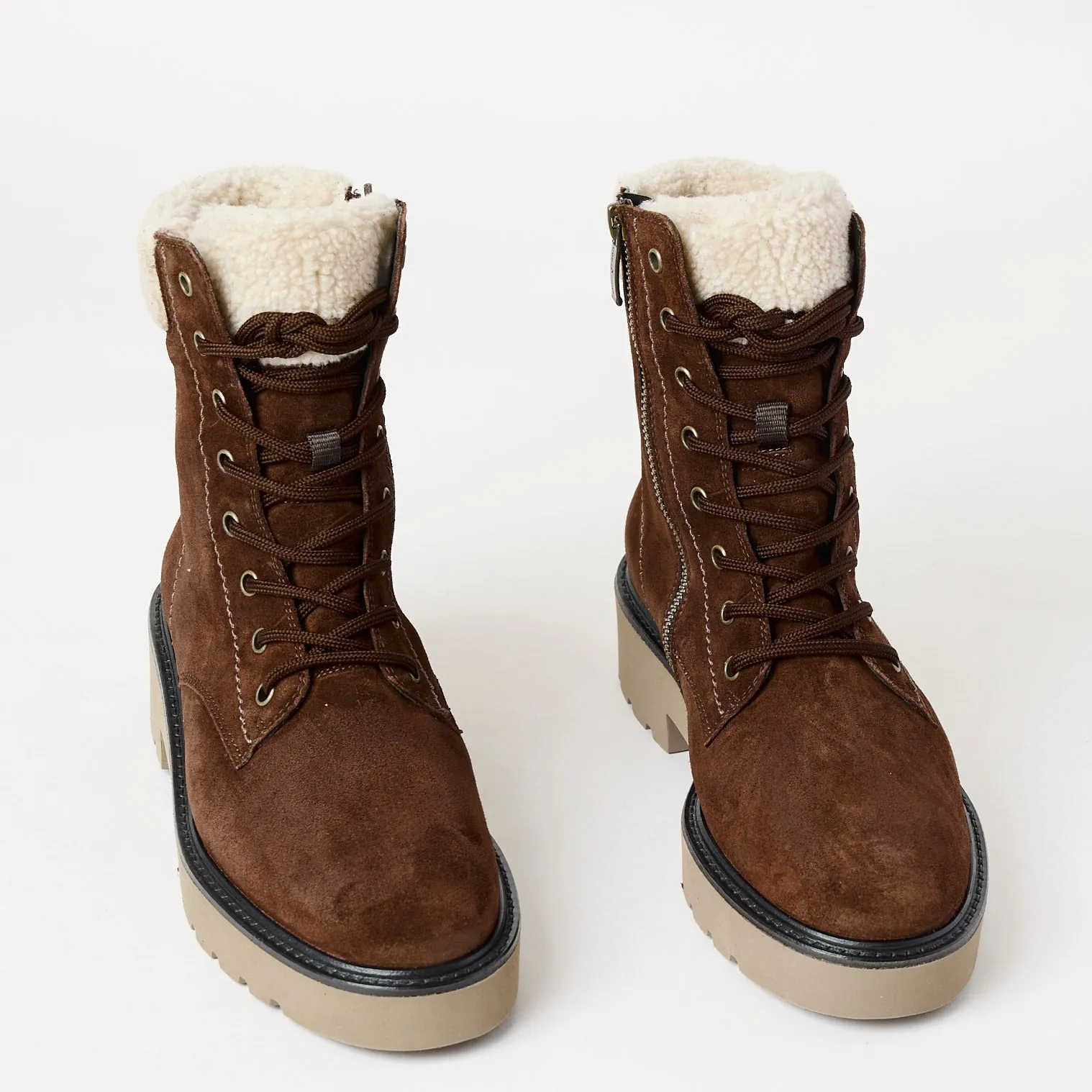 Paul Green Brown Suede Laced Hiking Boots