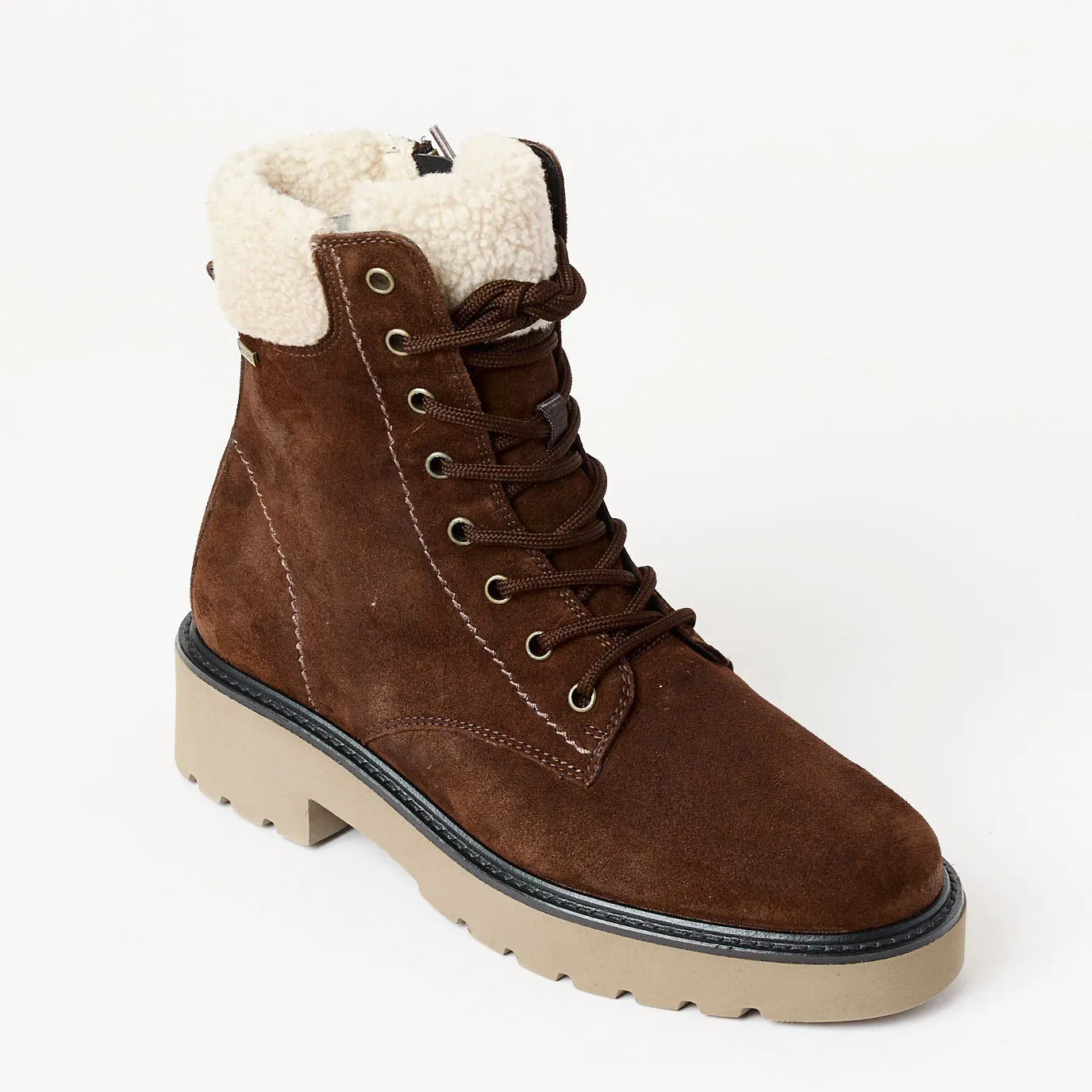 Paul Green Brown Suede Laced Hiking Boots