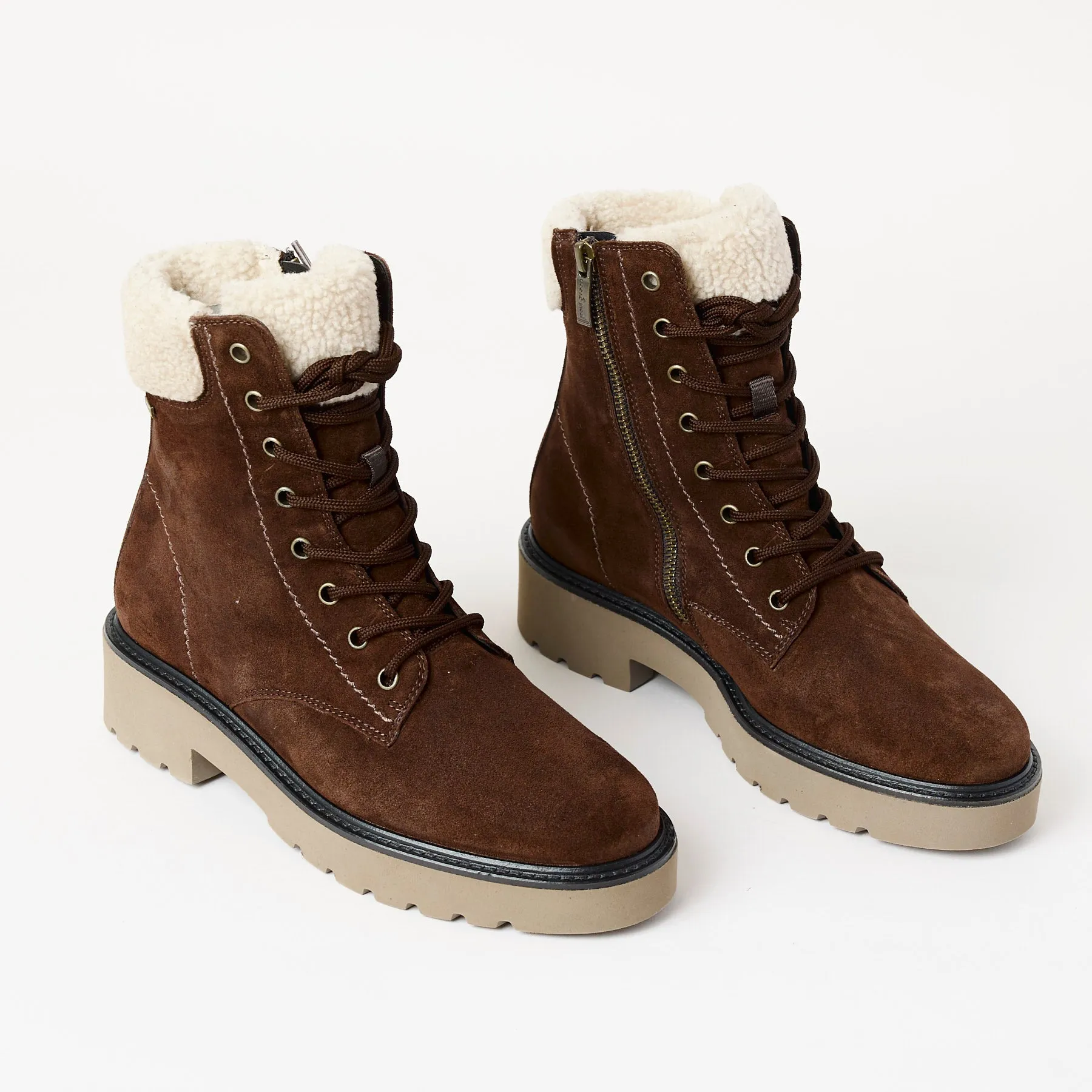 Paul Green Brown Suede Laced Hiking Boots