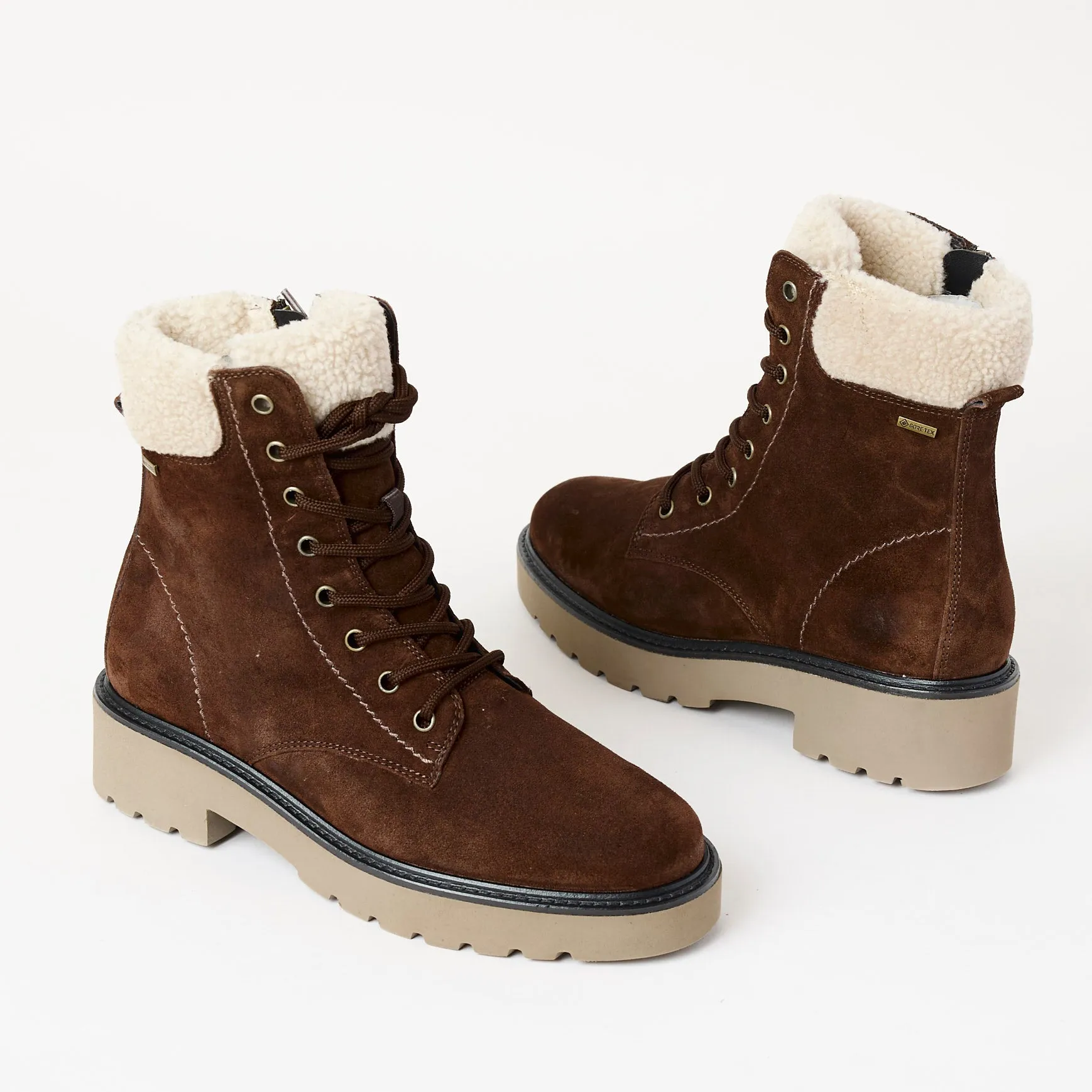Paul Green Brown Suede Laced Hiking Boots