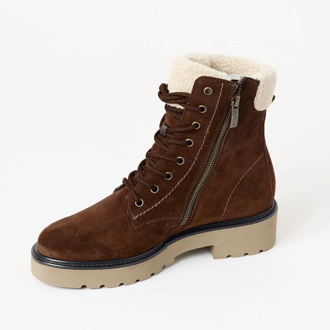 Paul Green Brown Suede Laced Hiking Boots