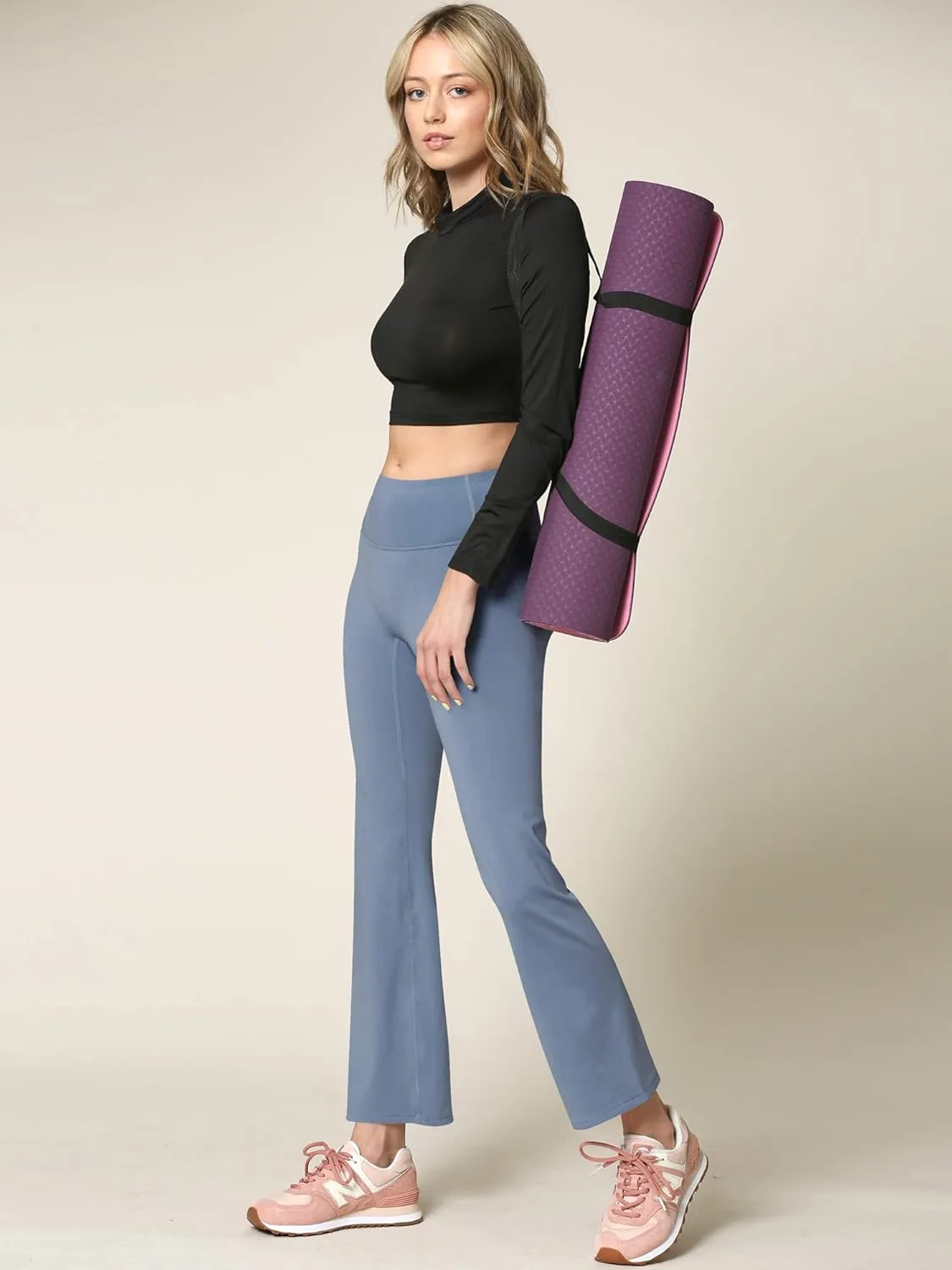 Peached Seamless Front & Side Leggings with Inner Pocket Ankle Boot Cut Yoga Pants