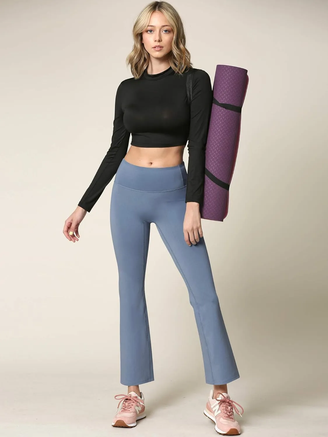 Peached Seamless Front & Side Leggings with Inner Pocket Ankle Boot Cut Yoga Pants