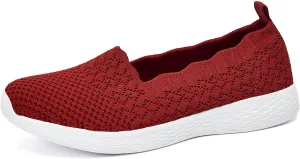 poemlady Women's Slip on Loafer Shoes - Mesh Casual Ballet Flat Nurse Walking Sneakers Knit Round Toe Memory Foam Casual Shoes