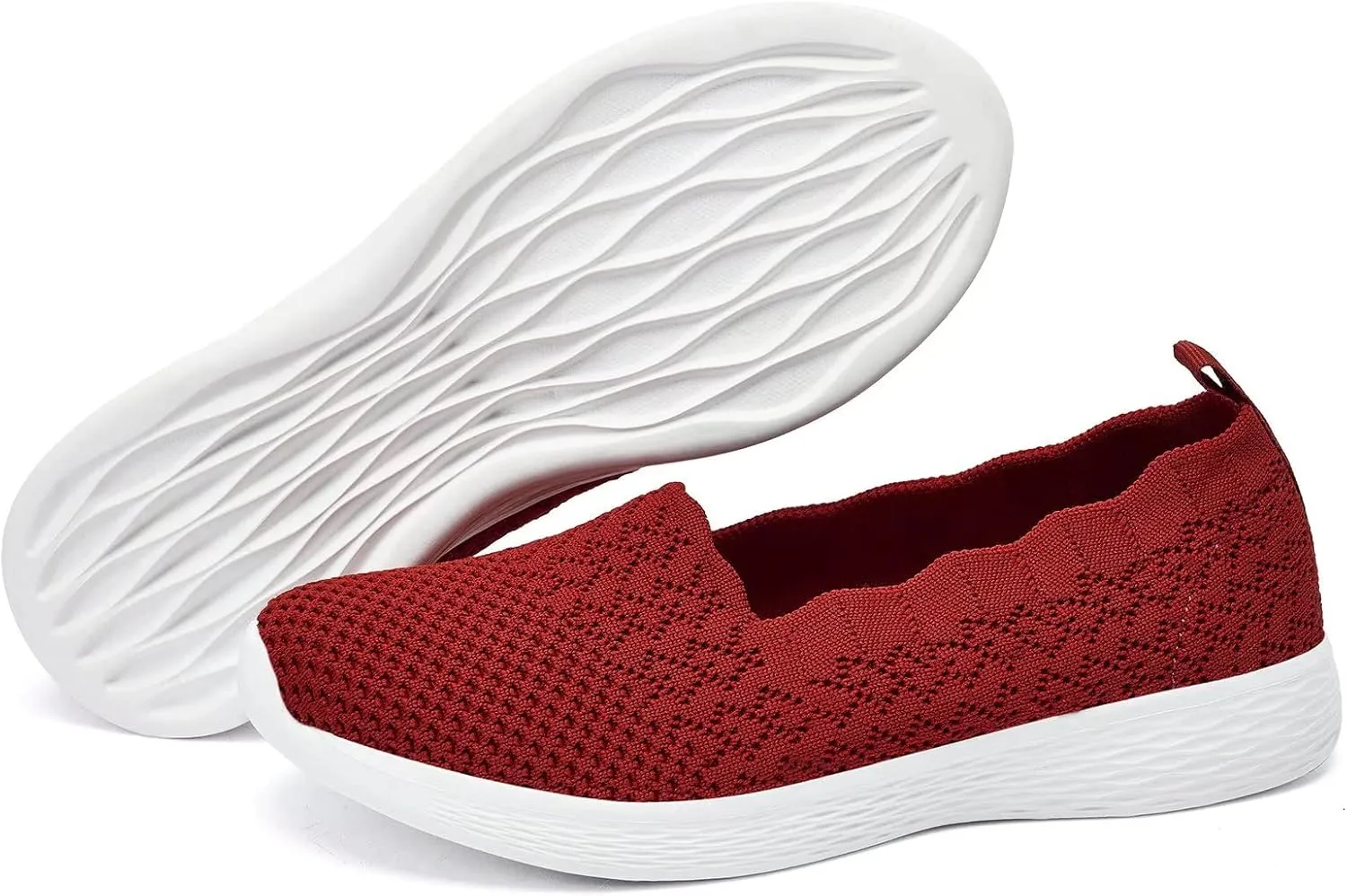 poemlady Women's Slip on Loafer Shoes - Mesh Casual Ballet Flat Nurse Walking Sneakers Knit Round Toe Memory Foam Casual Shoes