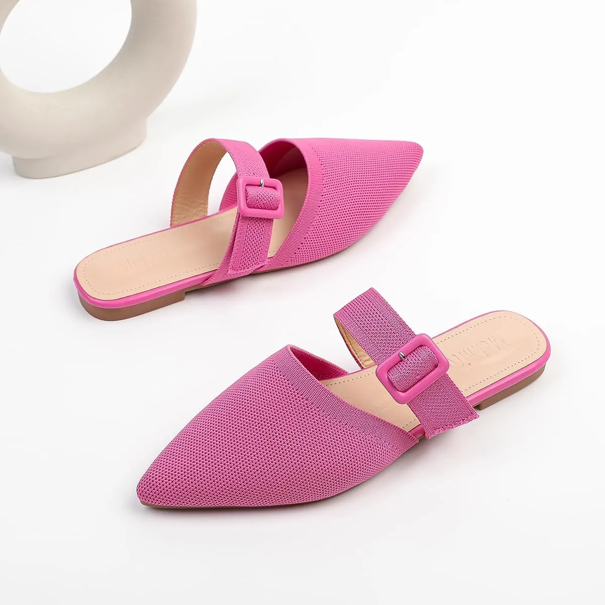 Pointed Toe Mules for Women Flats，Slip On Mules Backless，Wide Width Mules，Mule Slides Flats Sandals