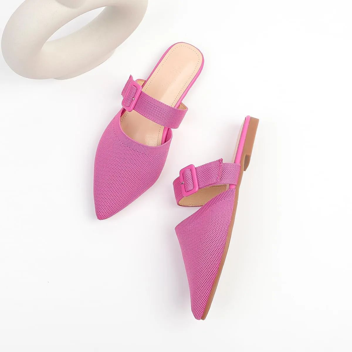 Pointed Toe Mules for Women Flats，Slip On Mules Backless，Wide Width Mules，Mule Slides Flats Sandals