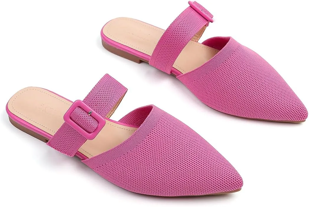 Pointed Toe Mules for Women Flats，Slip On Mules Backless，Wide Width Mules，Mule Slides Flats Sandals