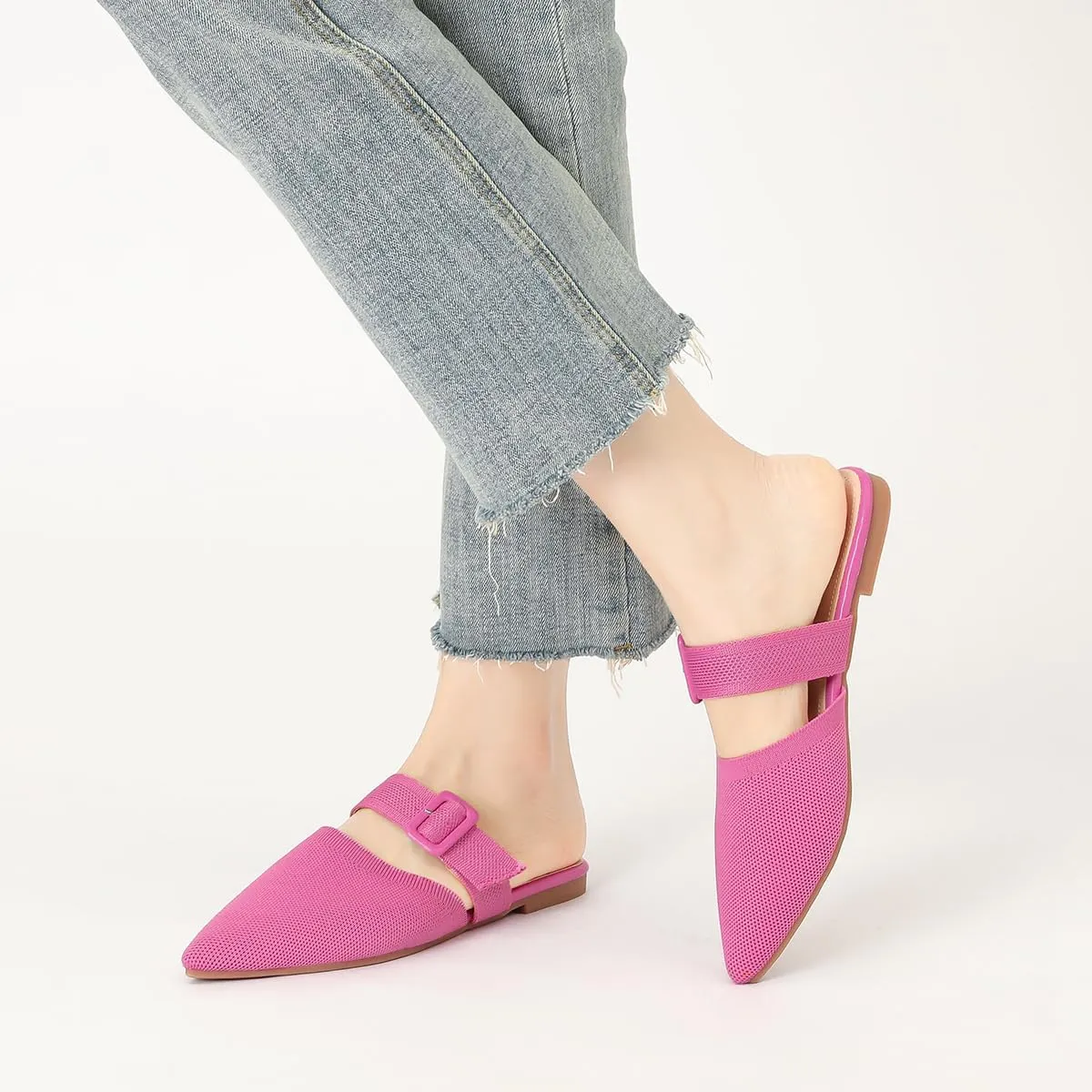 Pointed Toe Mules for Women Flats，Slip On Mules Backless，Wide Width Mules，Mule Slides Flats Sandals