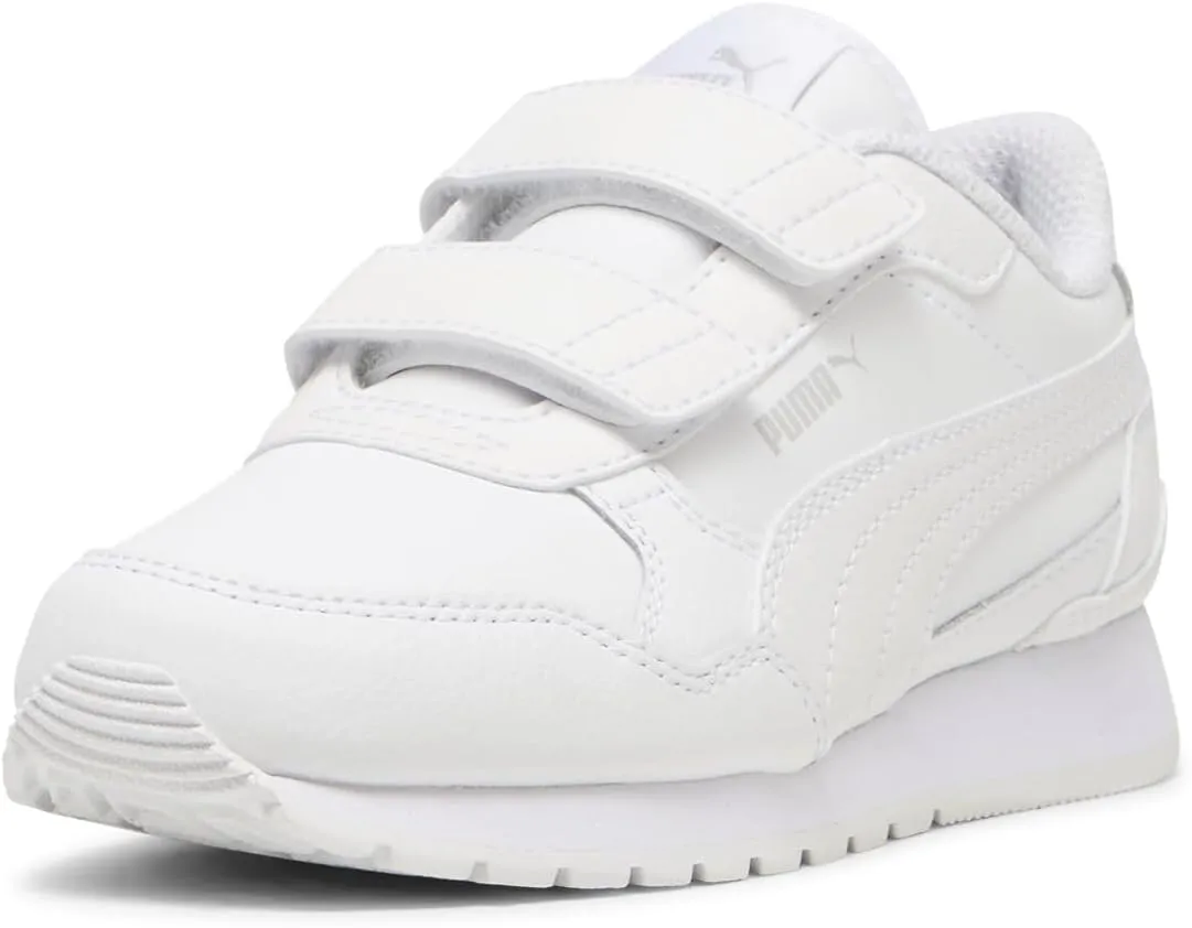 PUMA ST Runner Hook and Loop Sneaker, White-Cool Light Gray, 12 US Unisex Little Kid