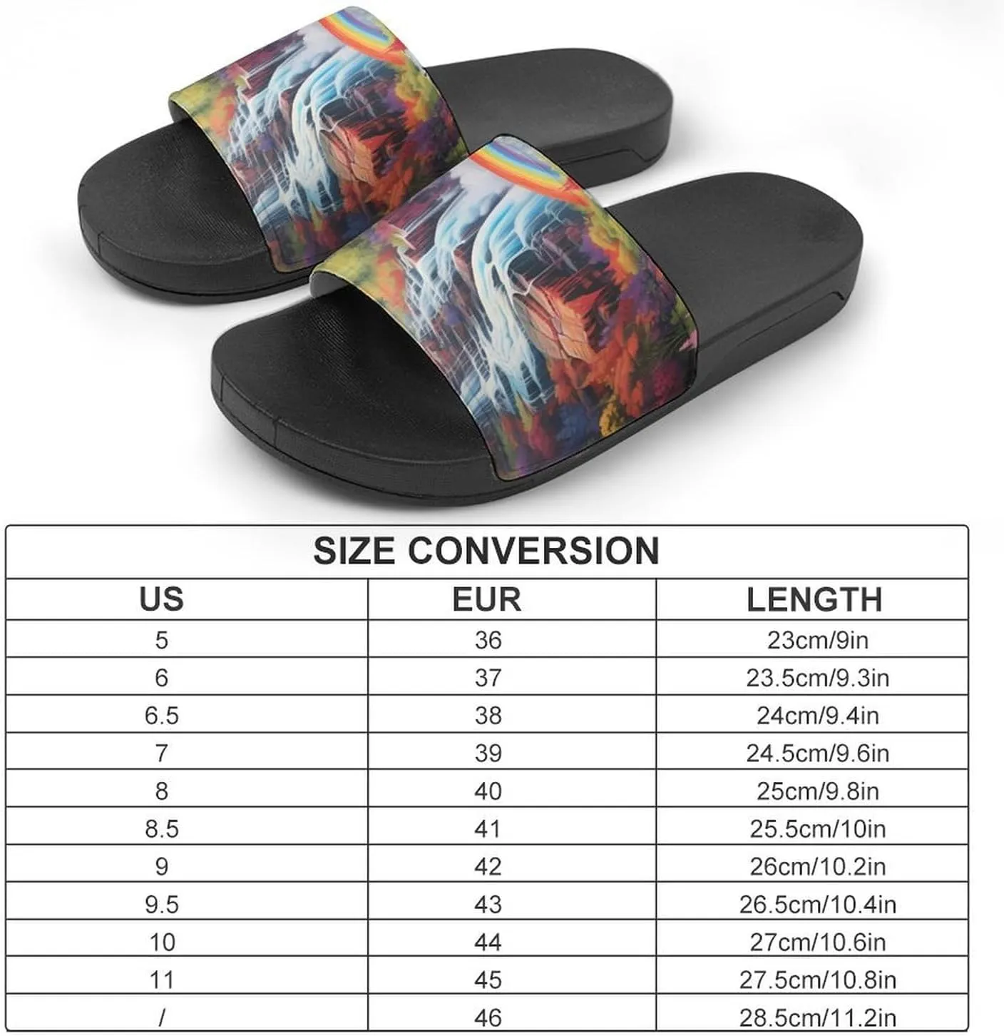 Rainbow Cascade Men's Slide Sandal Non Slip Shower Shoes Bathroom Slippers for Pool Beach