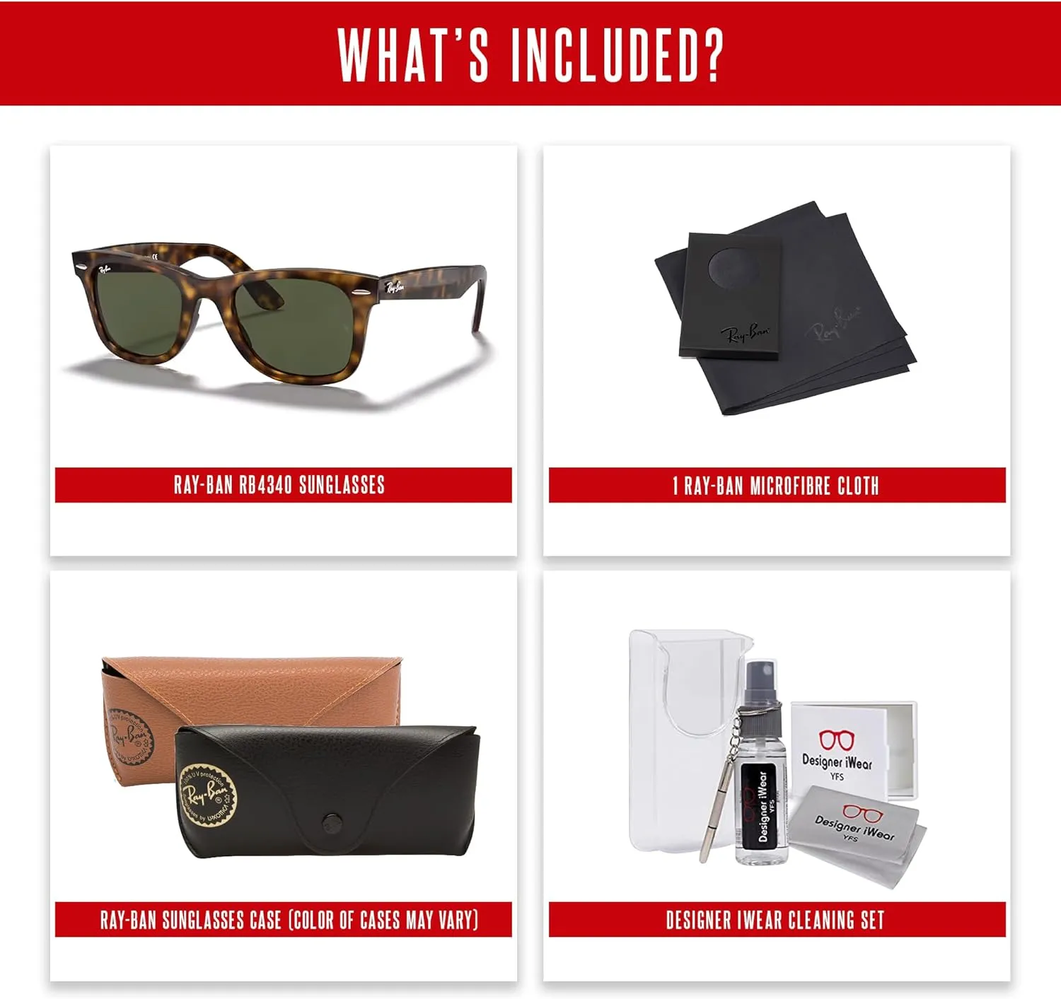 Ray-Ban Rb4340 Wayfarer Ease Square Sunglasses   Bundle with DIW Kit