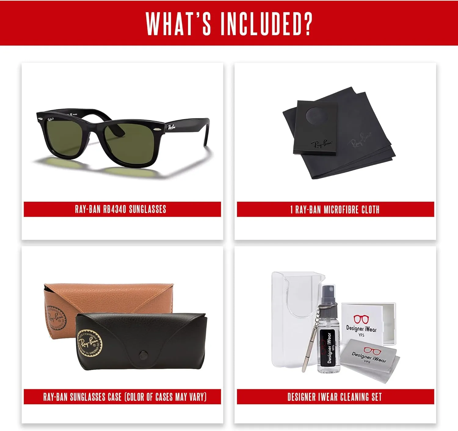 Ray-Ban Rb4340 Wayfarer Ease Square Sunglasses   Bundle with DIW Kit