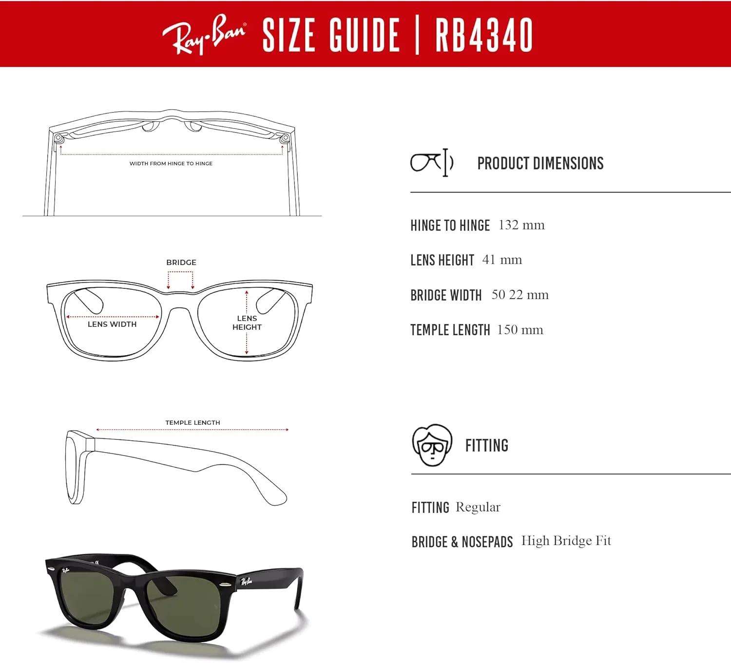 Ray-Ban Rb4340 Wayfarer Ease Square Sunglasses   Bundle with DIW Kit