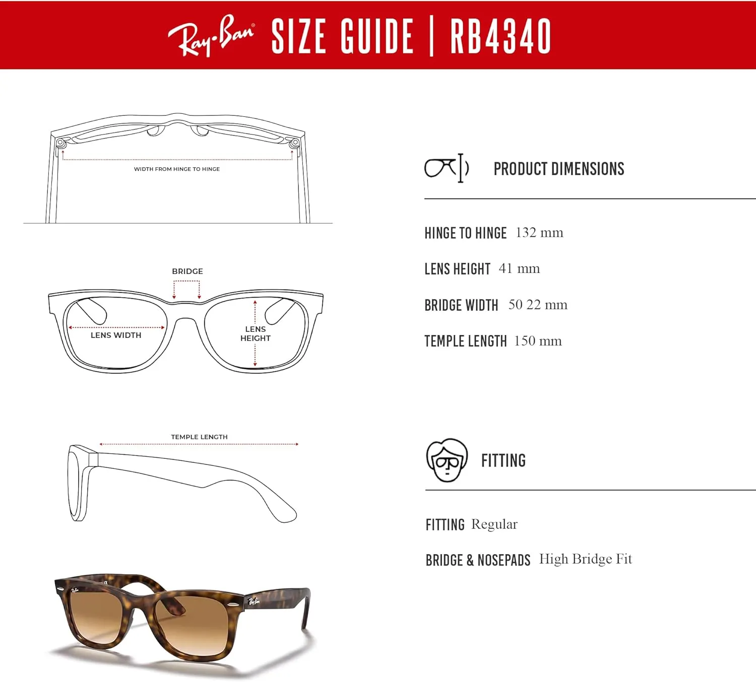 Ray-Ban Rb4340 Wayfarer Ease Square Sunglasses   Bundle with DIW Kit