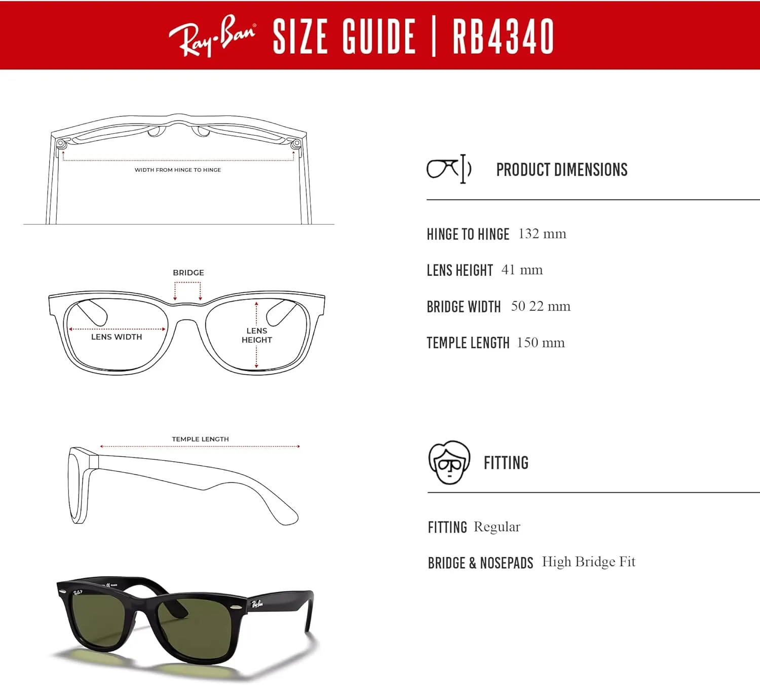Ray-Ban Rb4340 Wayfarer Ease Square Sunglasses   Bundle with DIW Kit