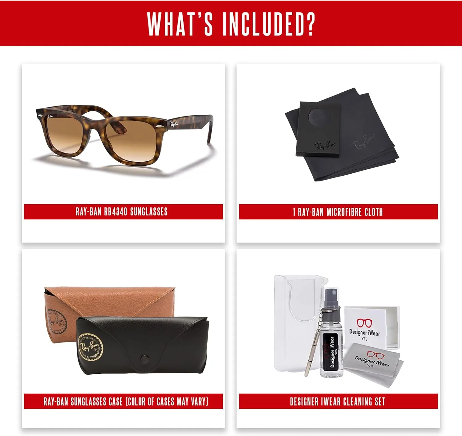 Ray-Ban Rb4340 Wayfarer Ease Square Sunglasses   Bundle with DIW Kit