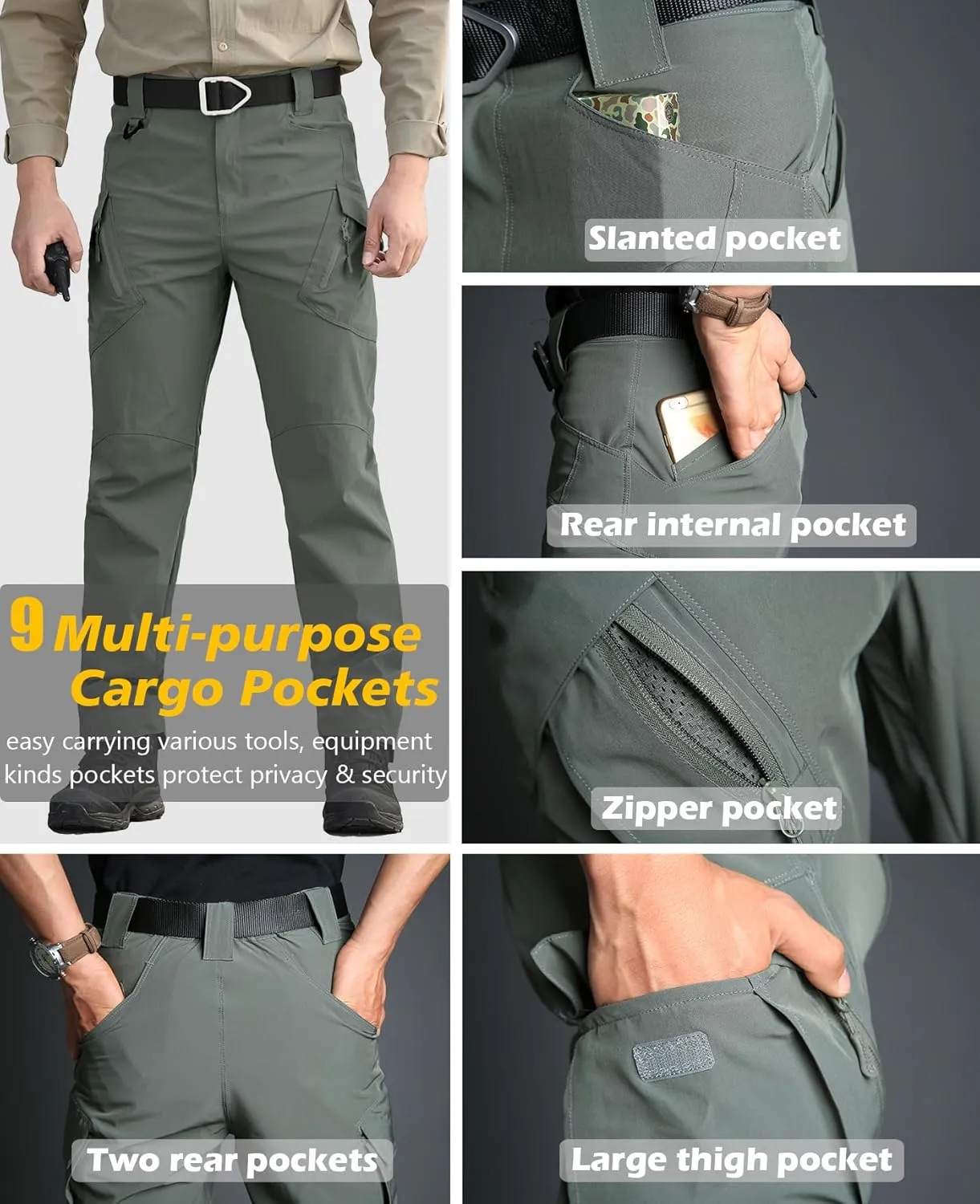 ReFire Gear Men's Quick Dry Tactical Pants Summer Lightweight Outdoor Hiking Cargo Trousers