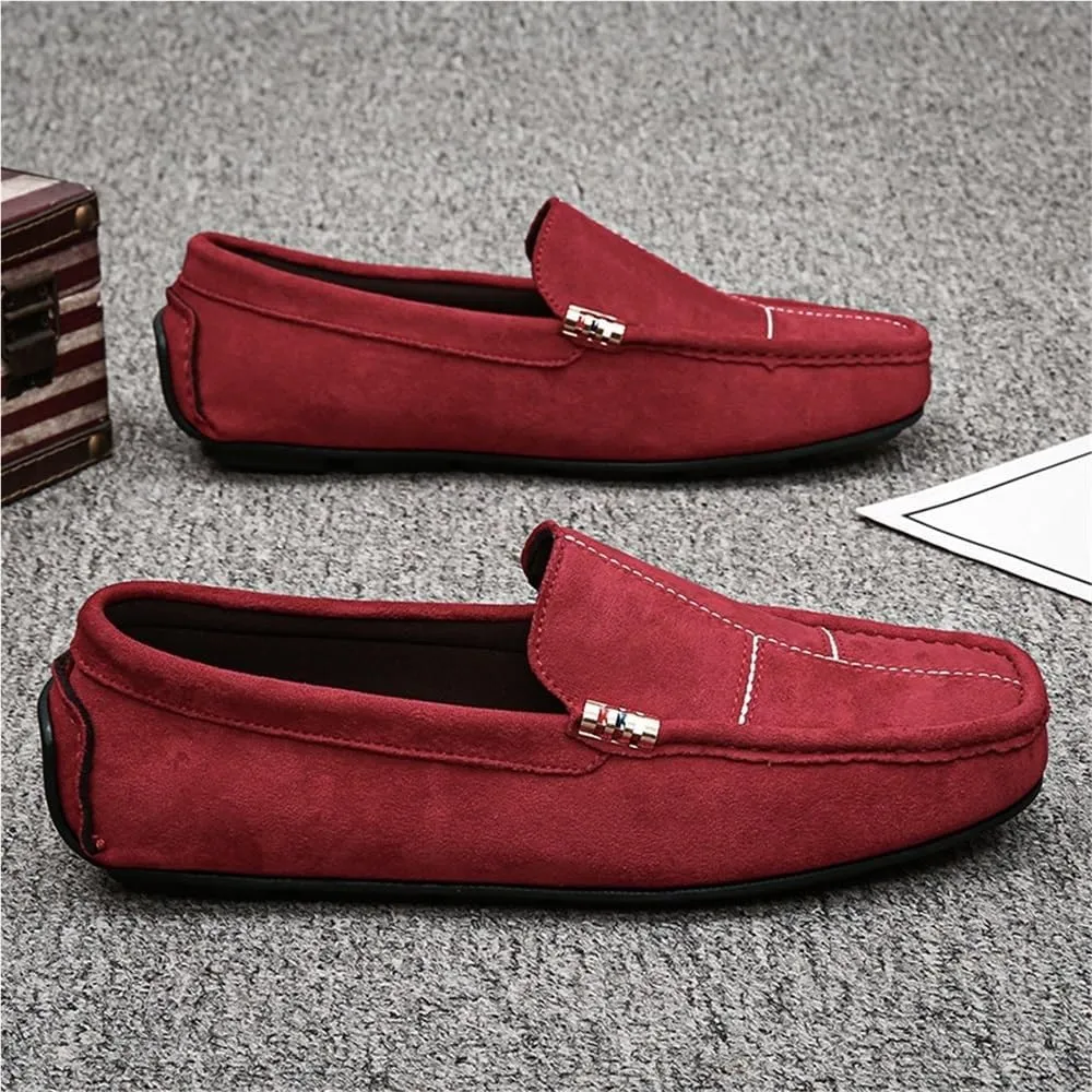 Resistant Anti-Slip Lightweight Mens Loafers Shoe Round Toe Suede Vamp Moccasins Driving Loafers