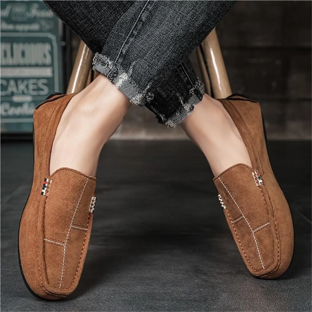 Resistant Anti-Slip Lightweight Mens Loafers Shoe Round Toe Suede Vamp Moccasins Driving Loafers