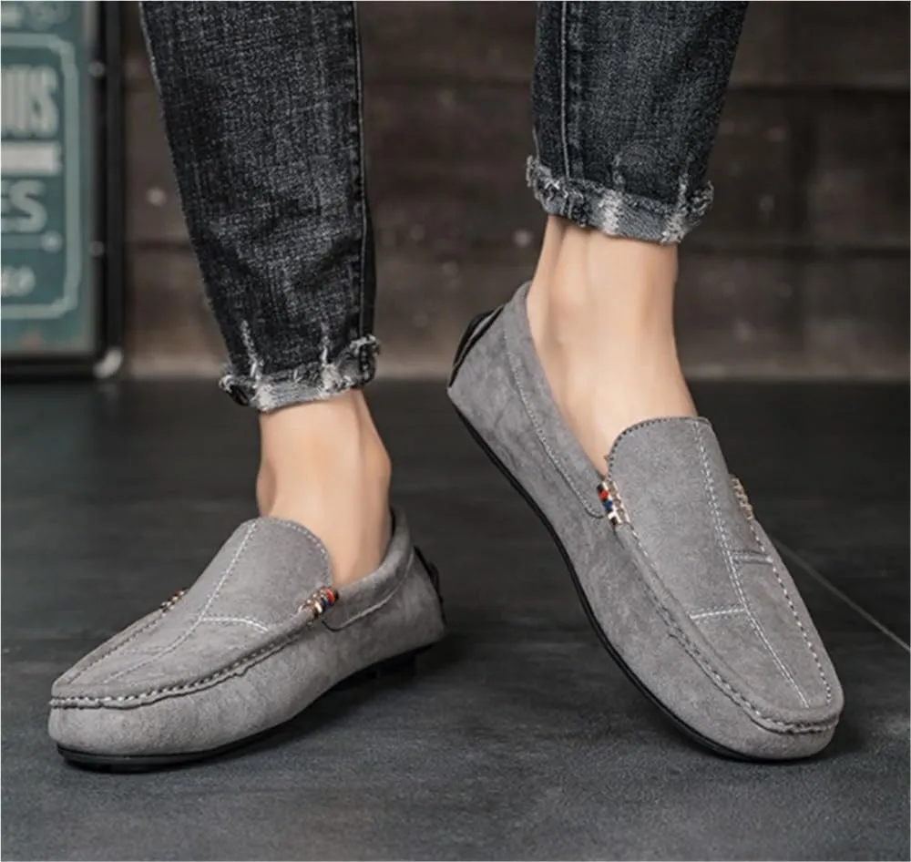 Resistant Anti-Slip Lightweight Mens Loafers Shoe Round Toe Suede Vamp Moccasins Driving Loafers