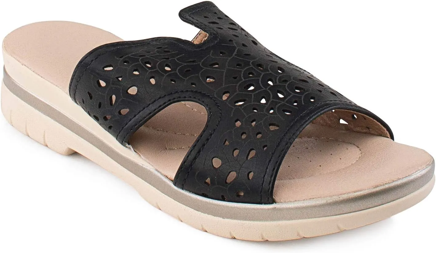 RF ROOM OF FASHION Women's Cutout Design Comfort Slide Sandals