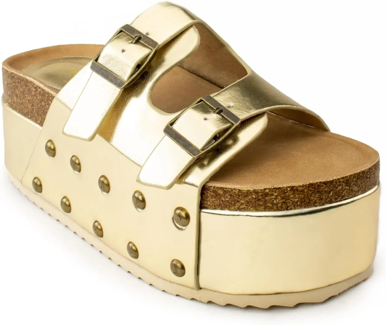 RF ROOM OF FASHION Women's Open Toe Slide on Footbed Platform Sandals