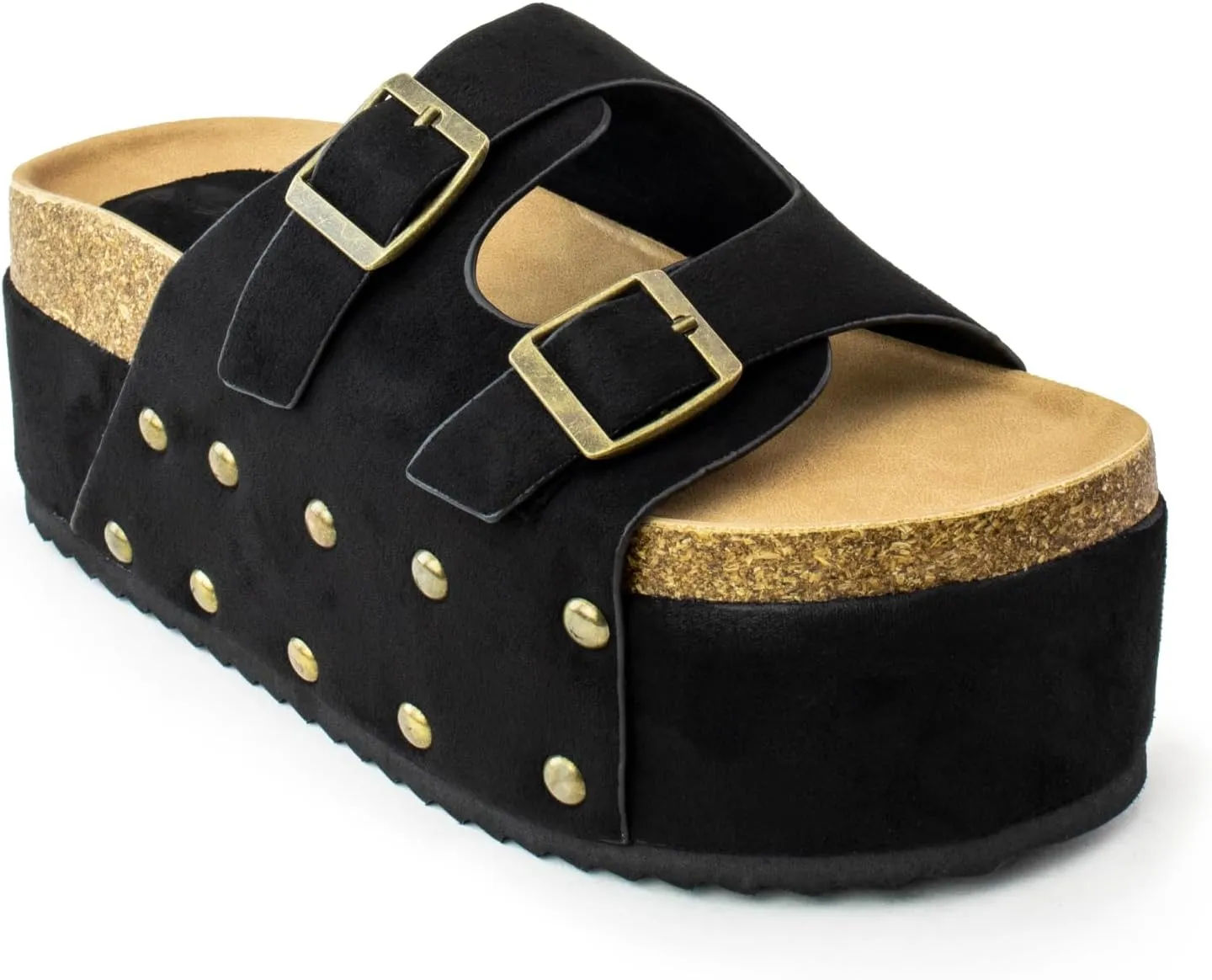 RF ROOM OF FASHION Women's Open Toe Slide on Footbed Platform Sandals