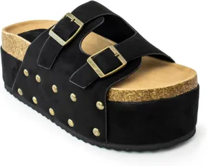 RF ROOM OF FASHION Women's Open Toe Slide on Footbed Platform Sandals